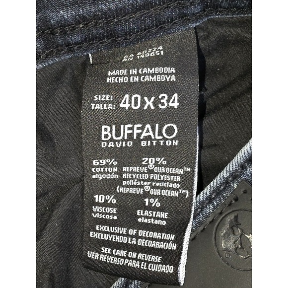 Buffalo David Bitton Jeans Mens 40x34 Dark Blue Jackson-X Straight Denim Cotton - Picture 9 of 15